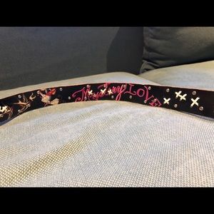 black and pink embellished ed hardy belt